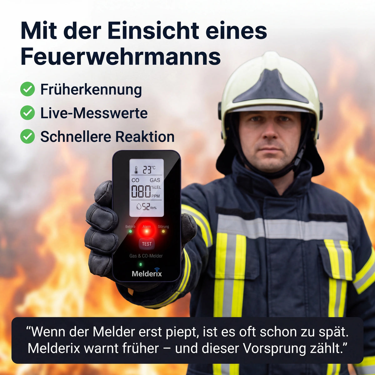 Melderix 4 in 1 CO Detektor für Familie & Haustiere